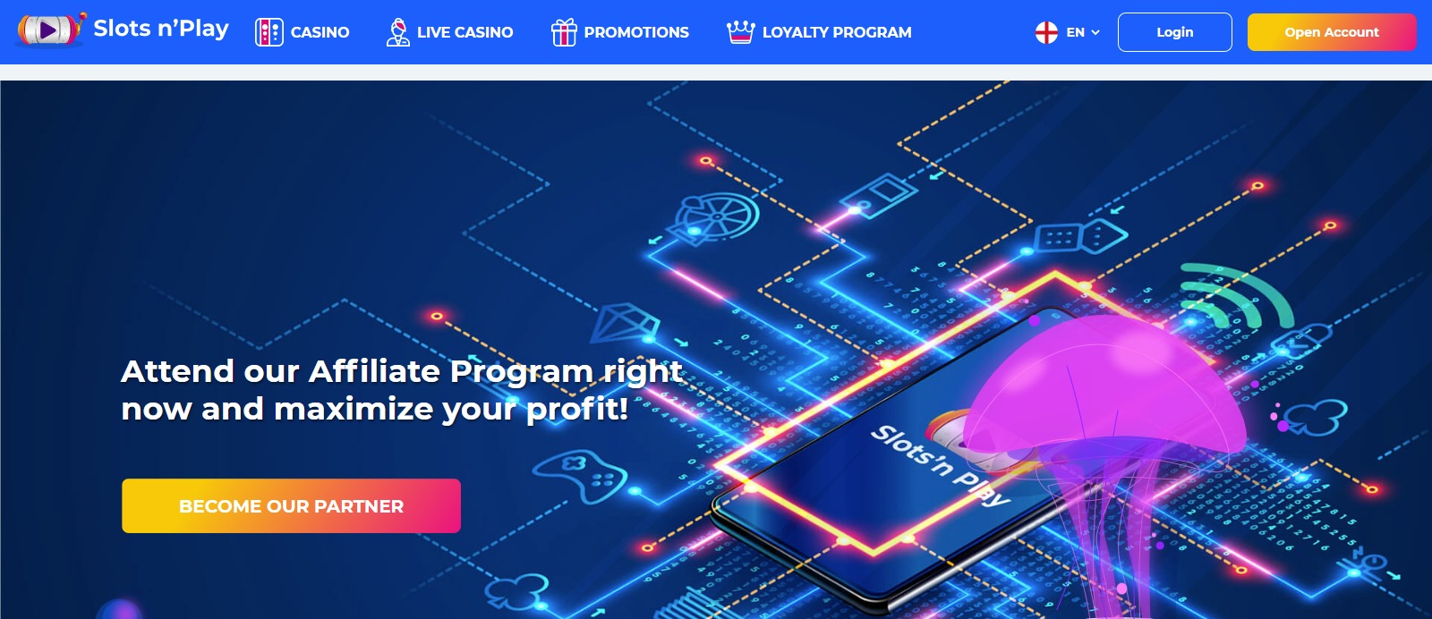 Slots n'Play Affiliate Program Review: 30% - 50% Recurring Revenue share