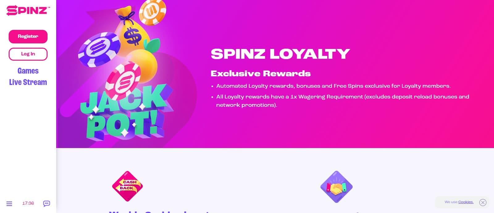 Spinz Casino Review: Weekly Cashback up to 20%