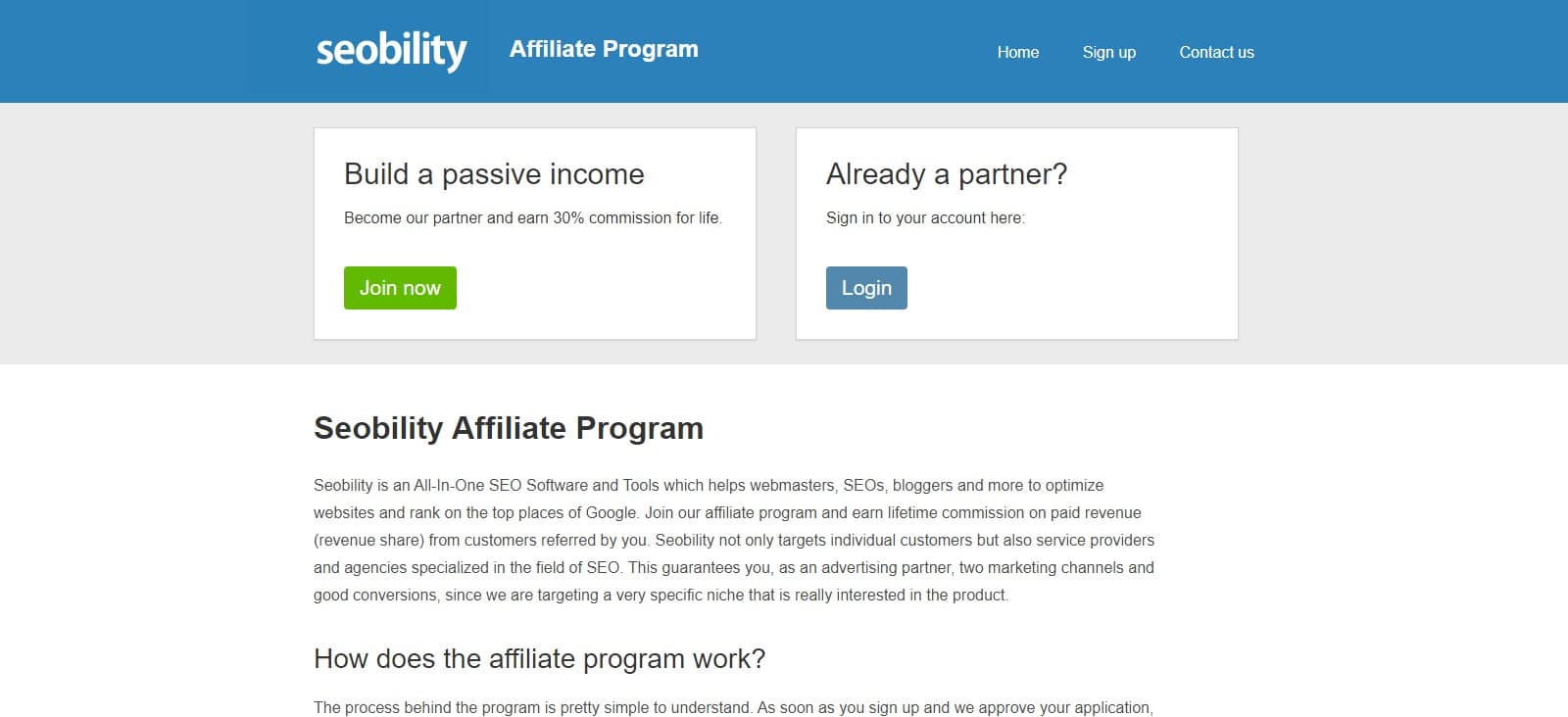 Seobility Affiliate Program Review: €0.5 per lead, 30% recurring commission