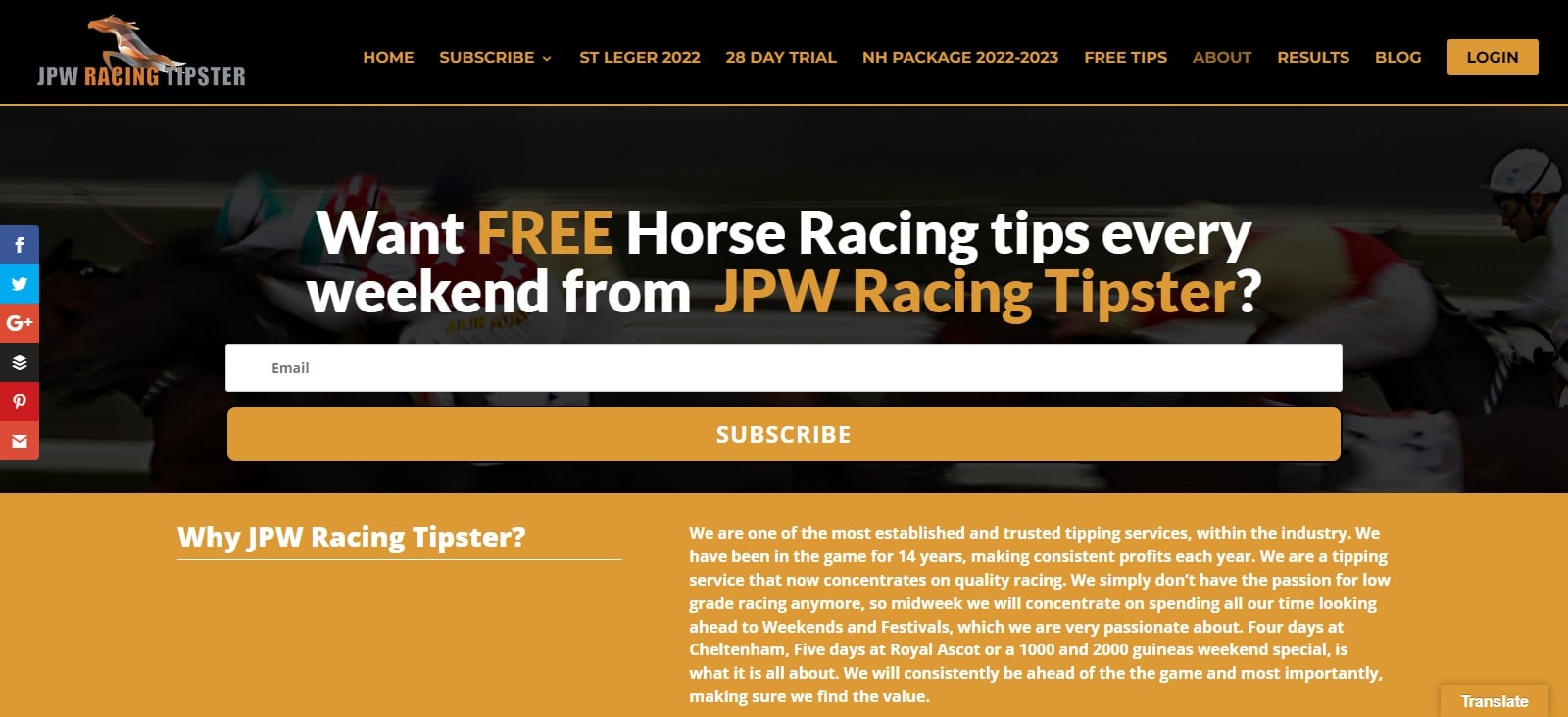 JPW Racing Tipster Affiliate Program Review: 31% Recurring Commission of the Subscription fee