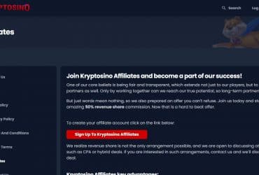 Kryptosino Affiliate Program Review: Start with a 50% Recurring Revenue Share