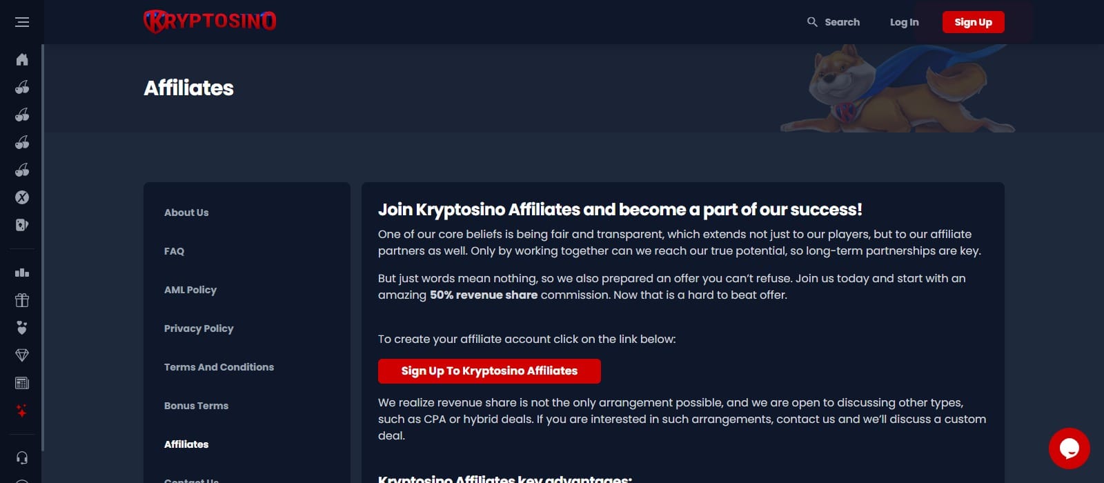 Kryptosino Affiliate Program Review: Start with a 50% Recurring Revenue Share