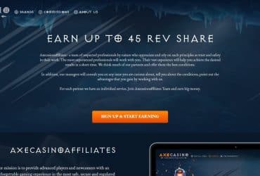 Axecasinoaffiliates Affiliate Program Review: 25% - 40% recurring revenue share