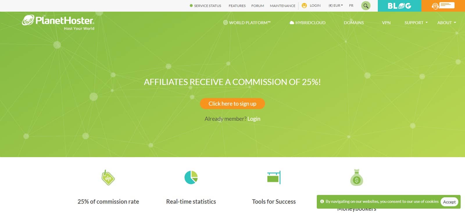 PlanetHoster Affiliate Program Review: Earn Up to 25% Commission on Each Sale