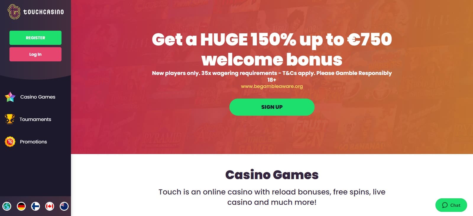 Touch Casino Affiliates Program Review: 25% - 45% Recurring revenue share