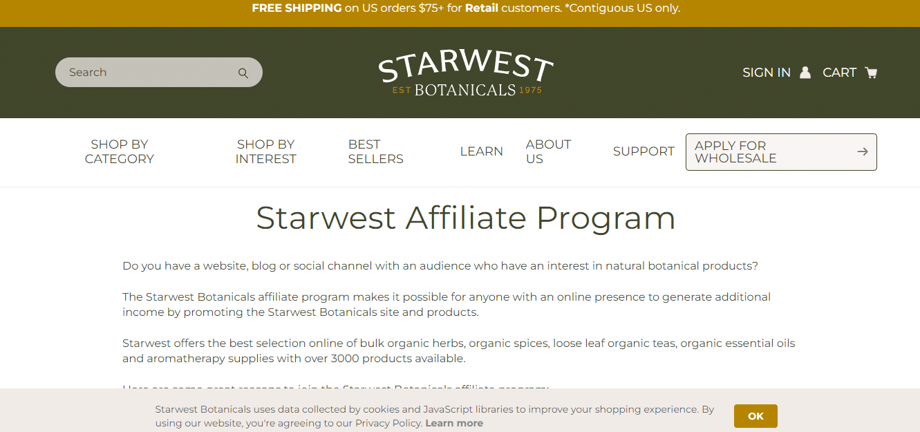 What is Starwest Botanicals Affiliate Program ?
