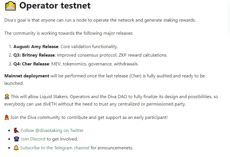 Diva Airdrop Roadmap