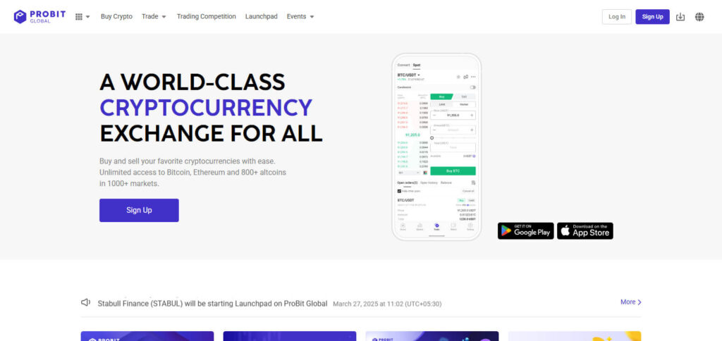 ProBit Global Crypto Exchanges With Low Fees