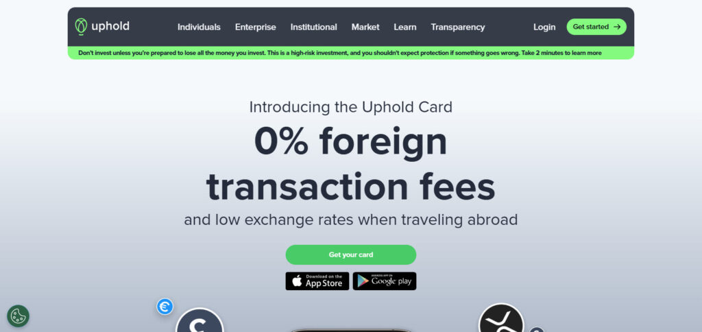 Uphold Crypto Exchanges With Low Fees