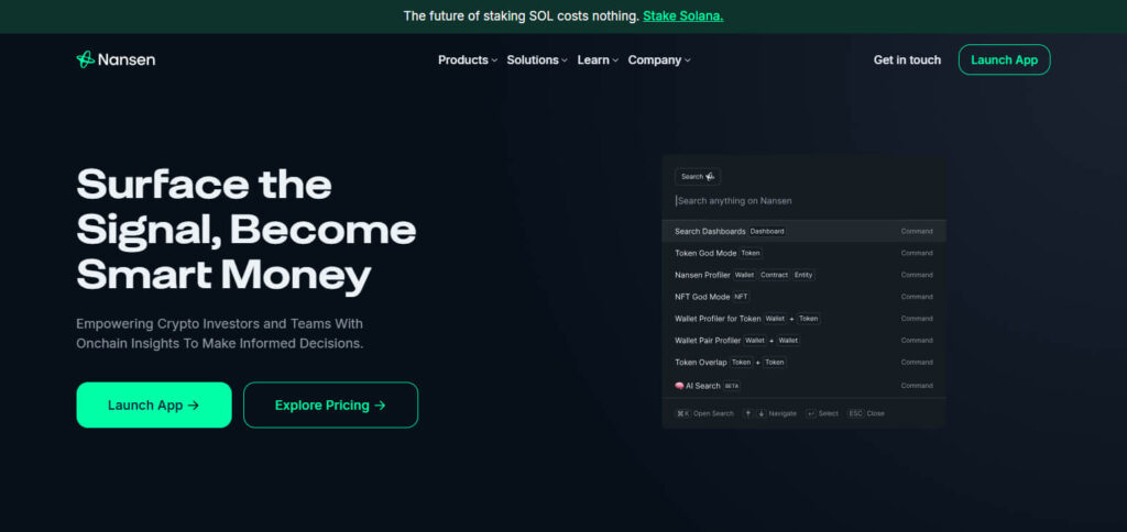Nansen Crypto Analytics Dashboards