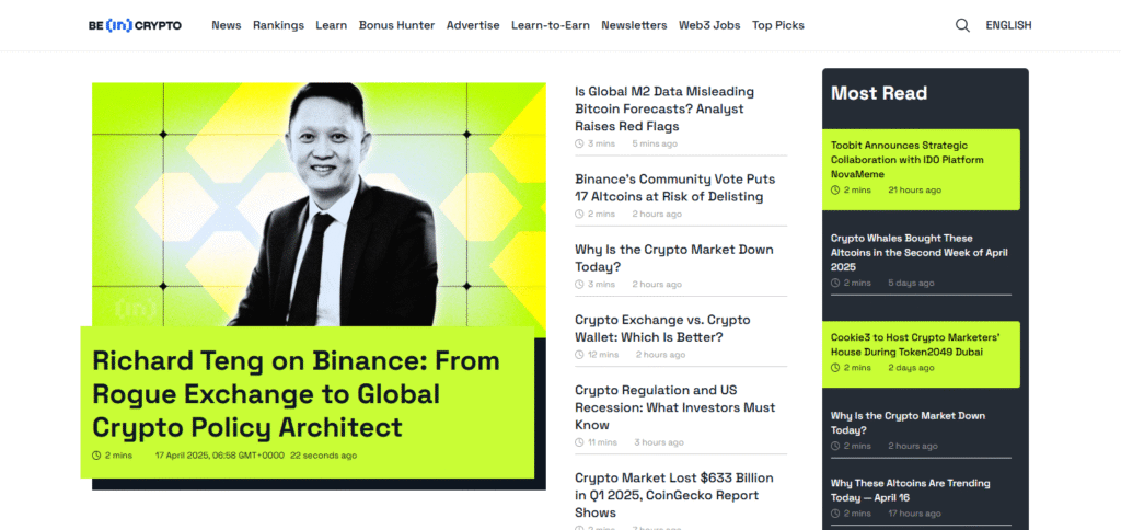 BeInCrypto Sites For Crypto News