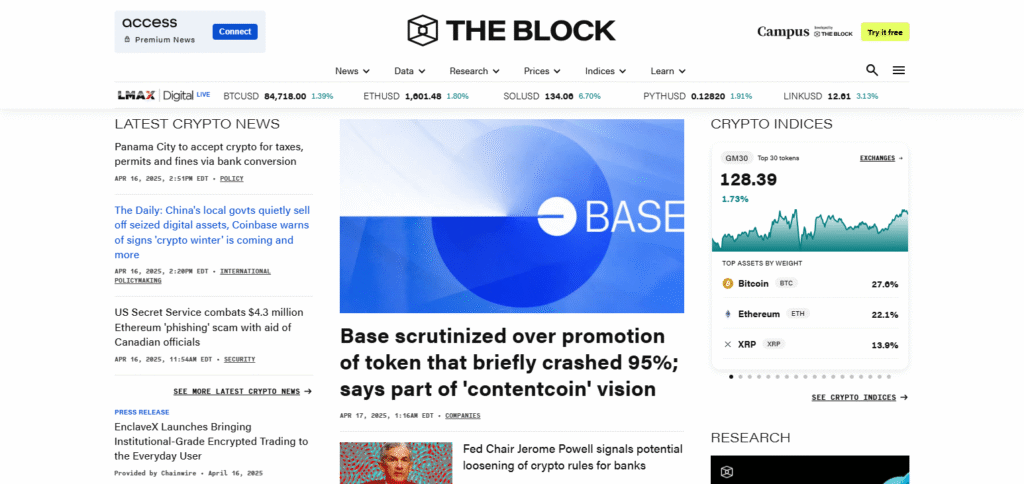 The Block Sites For Crypto News