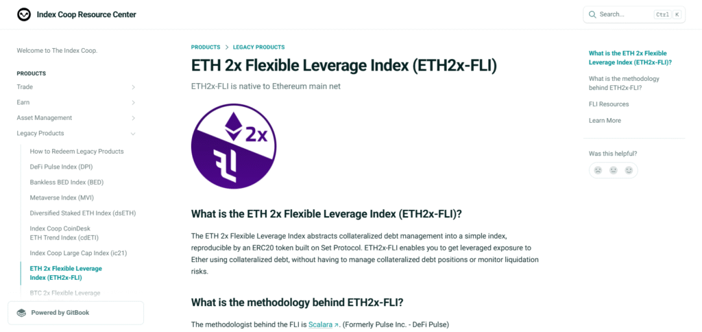 Index Coop's ETH 2x Flexible Leverage Index (ETH2x-FLI)