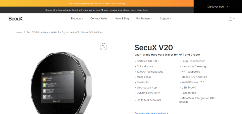 SecuX V20 Ledger Alternatives 
