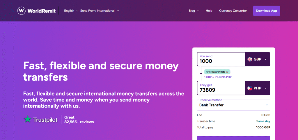 WorldRemit money exchange apps