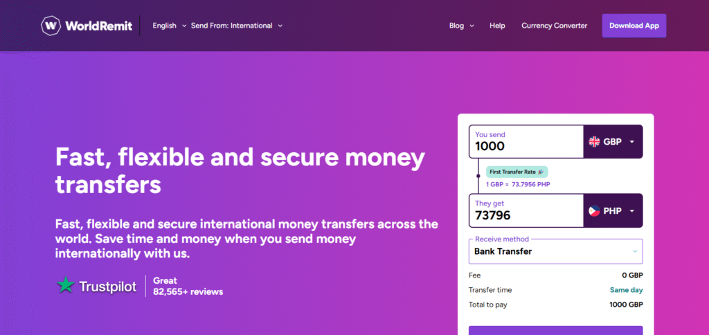 WorldRemit Money Exchange Service Online