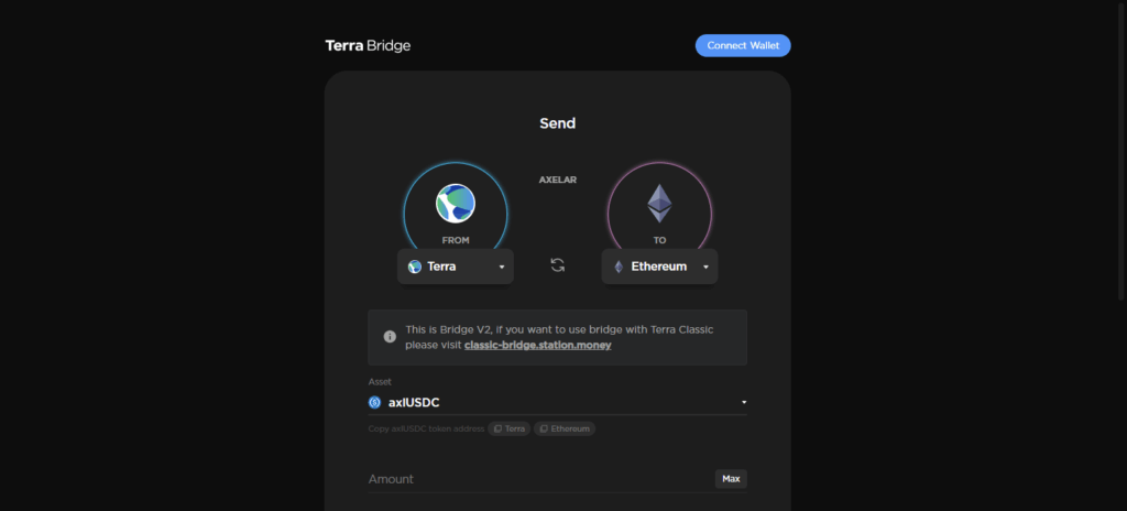 Step 2: Go to the Terra Bridge Website