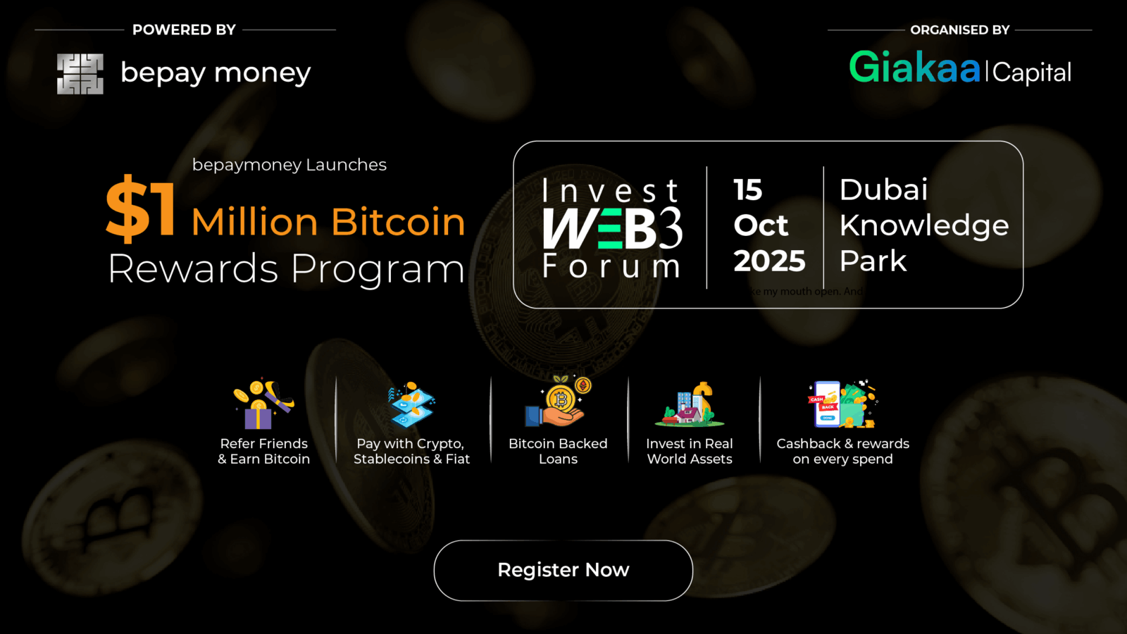 Bepay money to Launch $1 Million Bitcoin Rewards Program at Invest Web3 Forum Dubai 2025