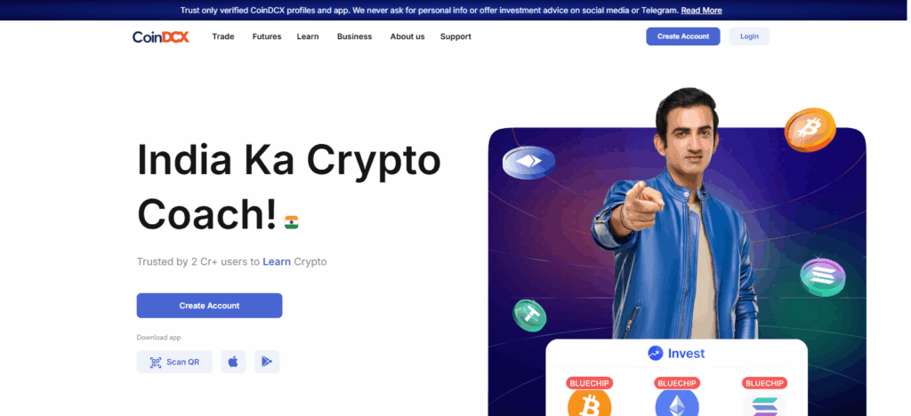 Step 1: Sign Up or Log In to CoinDCX