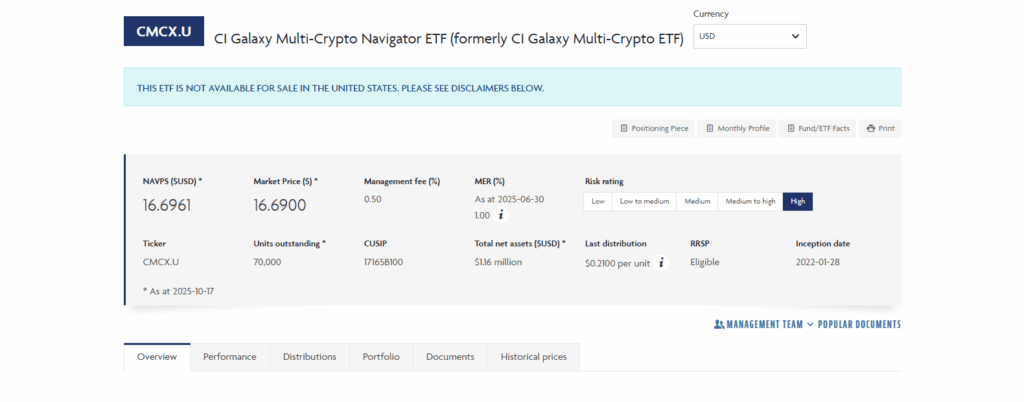  CI Galaxy Multi-Crypto ETF