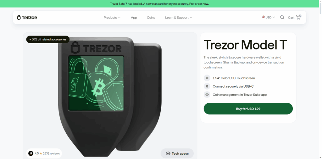 2. Trezor Model T
