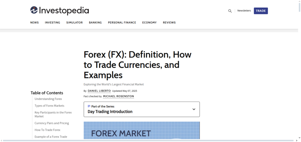Investopedia Forex Section