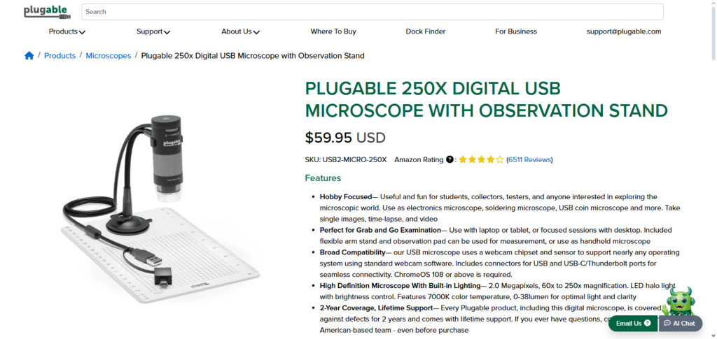 5. Plugable USB 2.0 Microscope