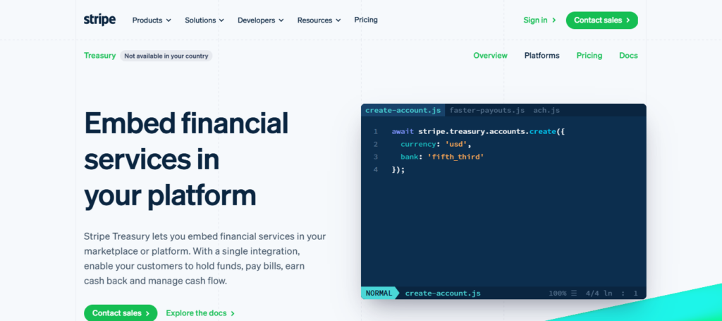 Stripe Treasury + Crypto APIs