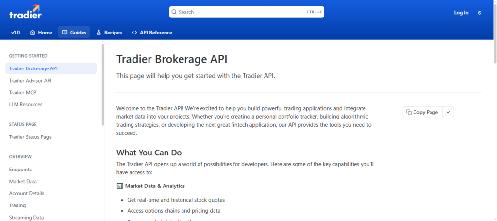 Tradier Brokerage API