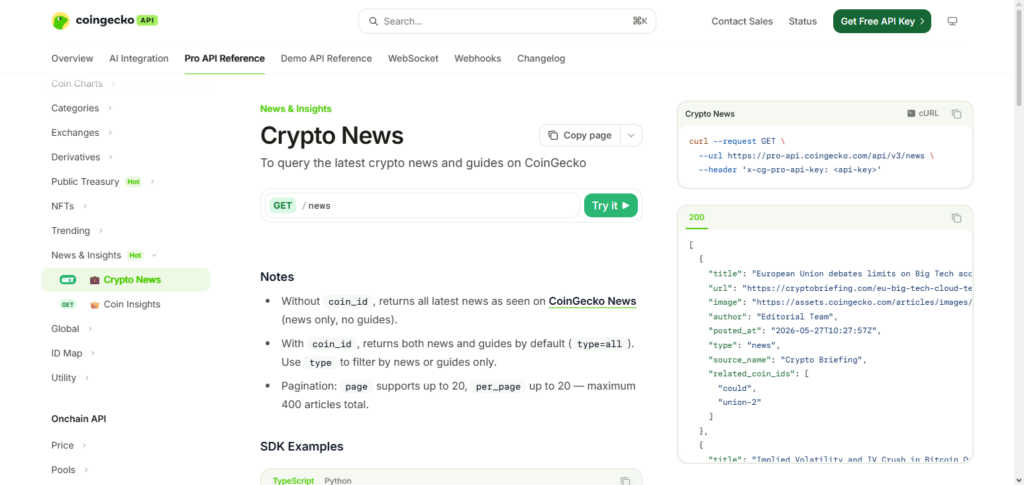 NewsBTC API