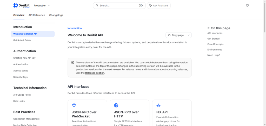 Deribit WebSocket API