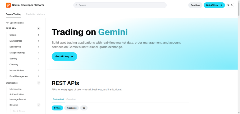 Gemini WebSocket API