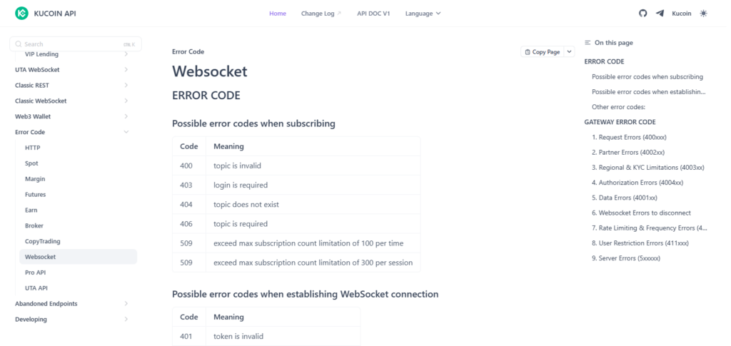 KuCoin WebSocket API