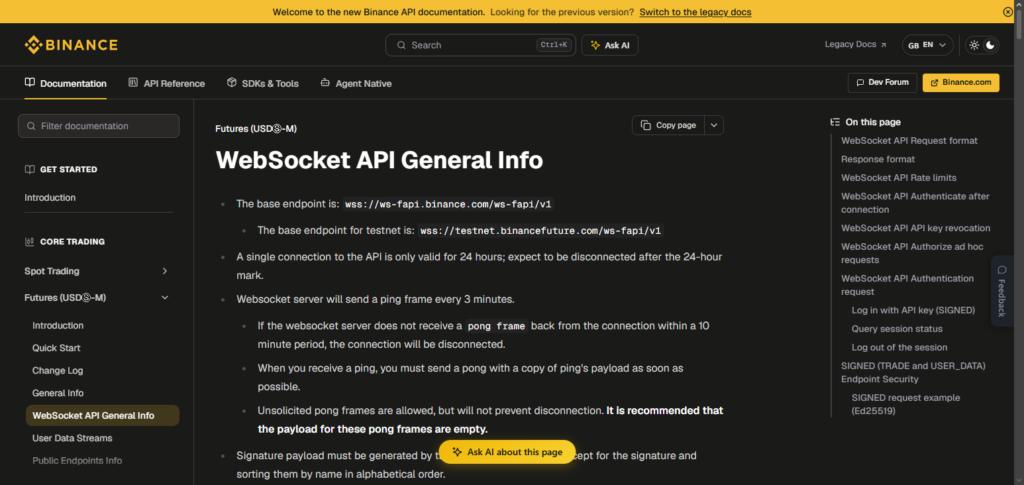 Binance WebSocket API