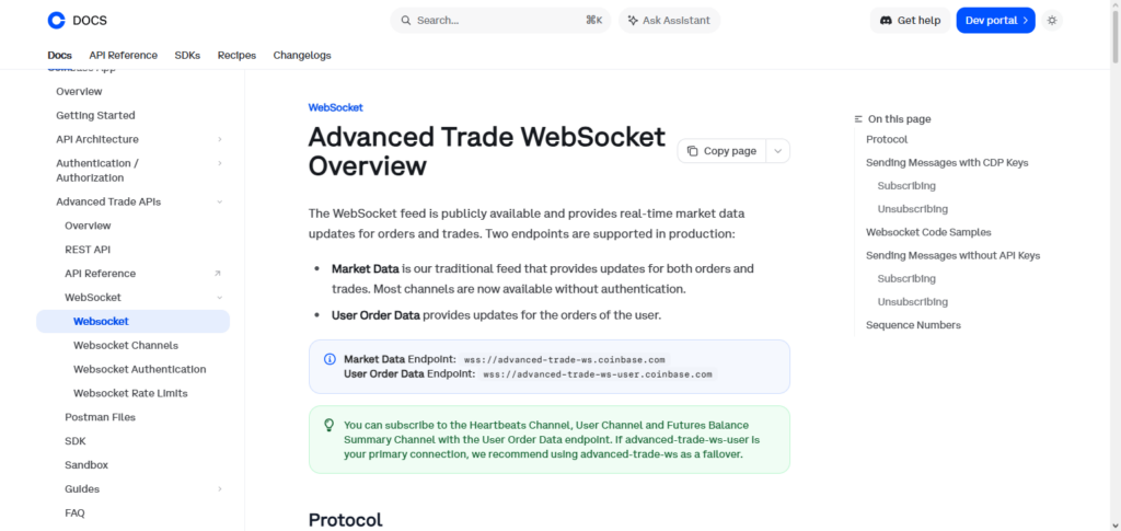 Coinbase WebSocket API