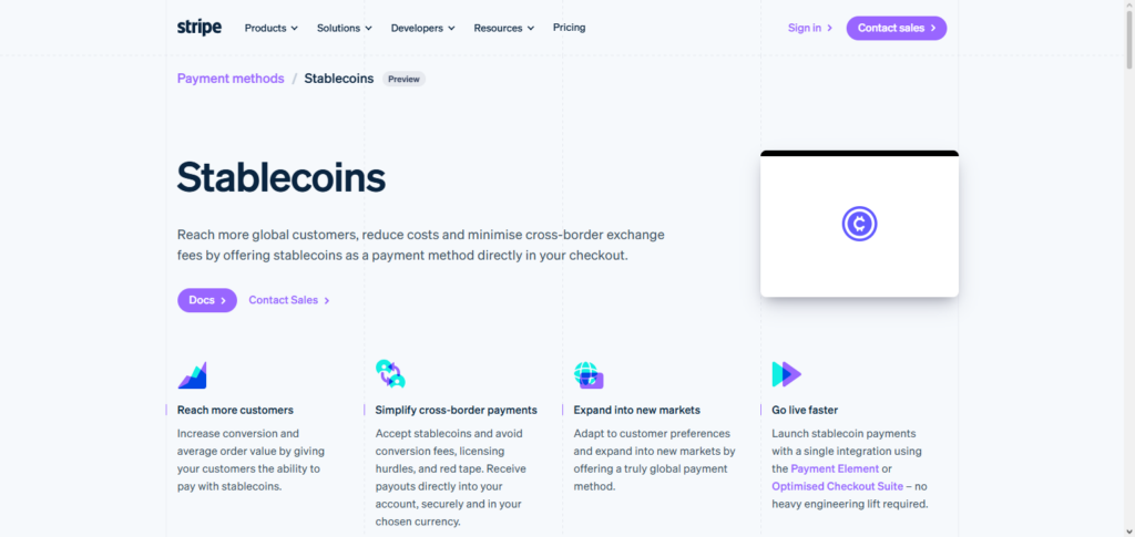 Stripe Stablecoin Checkout
