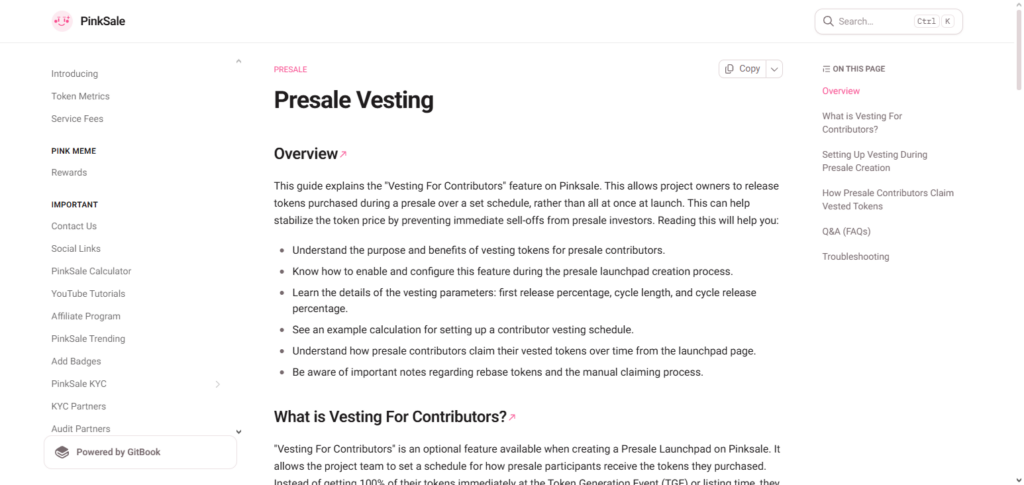 PinkSale Vesting