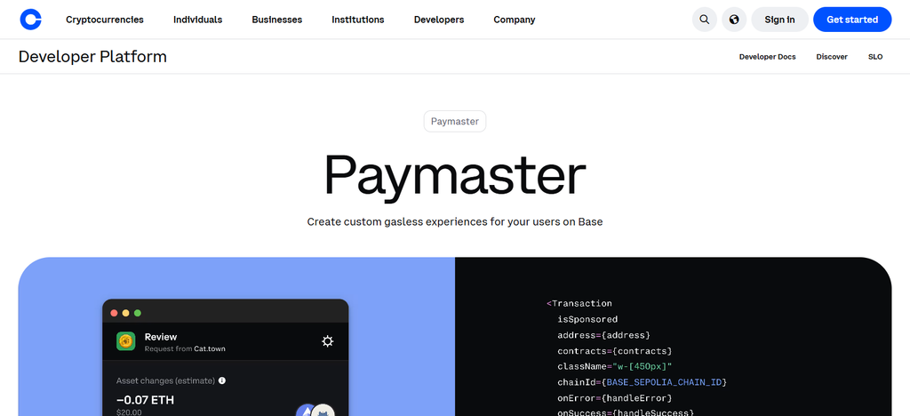 Coinbase Developer Platform Paymaster
