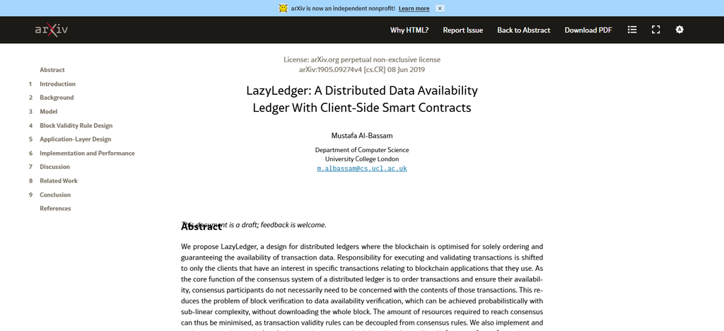 LazyLedger-Based DA Networks